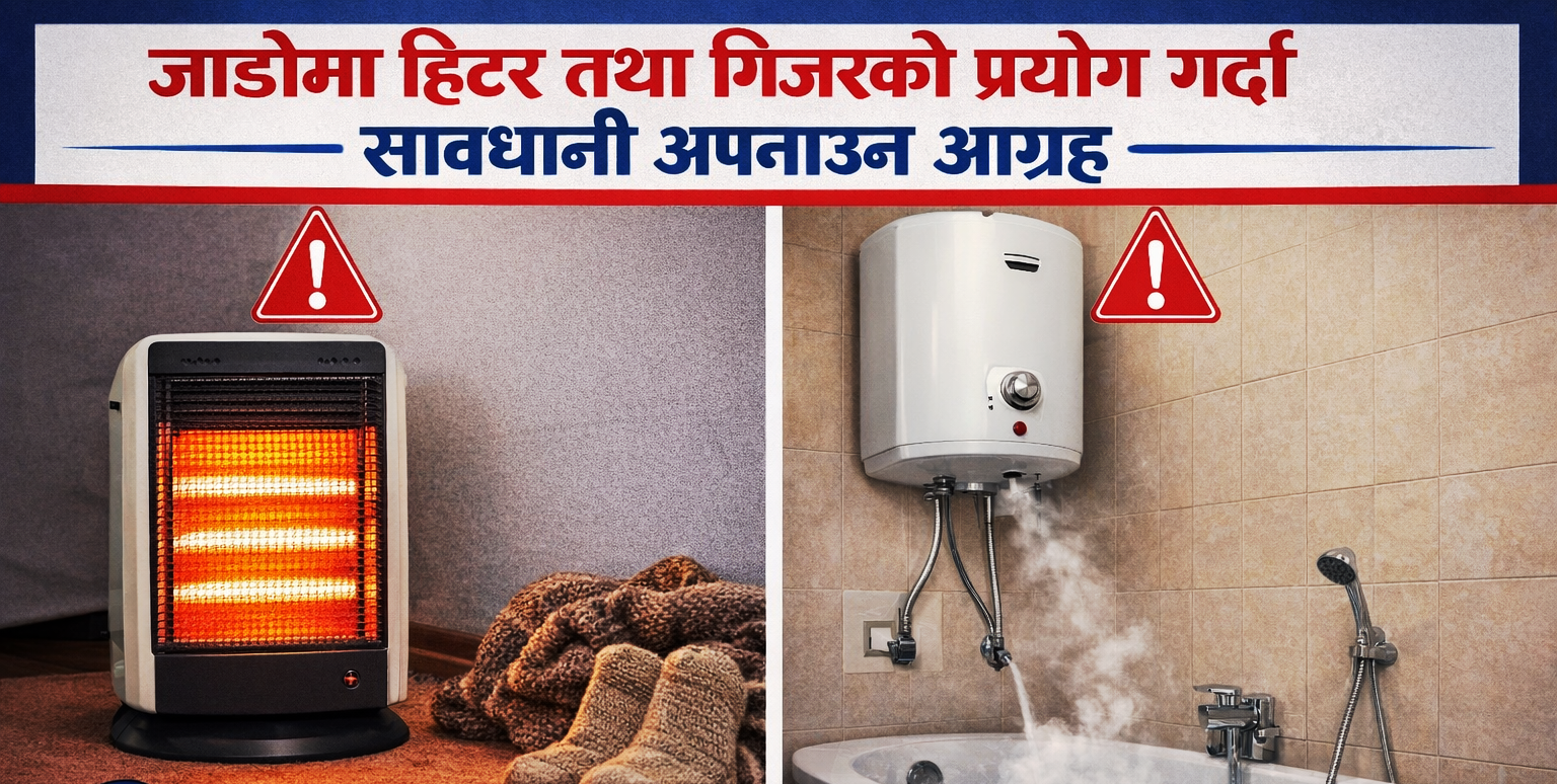 जाडोमा हिटर तथा गिजरको प्रयोग गर्दा सावधानी अपनाउन आग्रह